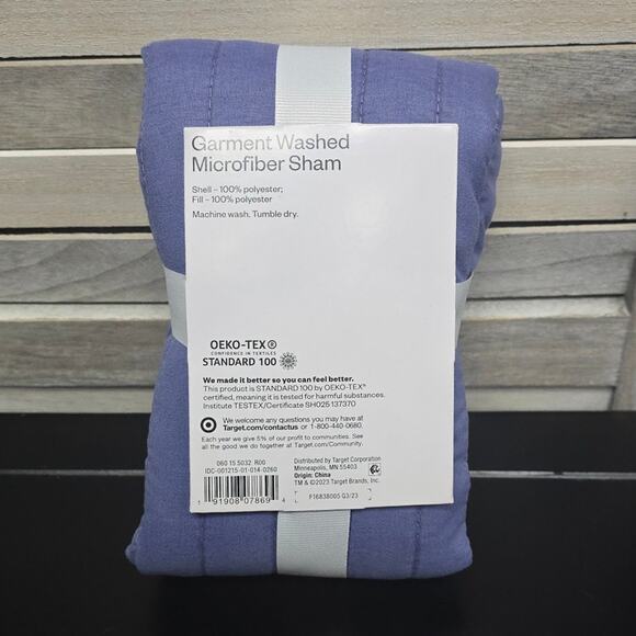 Garment Washed Microfiber Quilt Sham Blue | Room Essentials | Standard - Picture 4 of 5